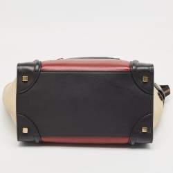 Pre Owned Celine Tricolor Leather and Suede Mini Luggage Tote