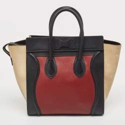 Pre Owned Celine Tricolor Leather and Suede Mini Luggage Tote