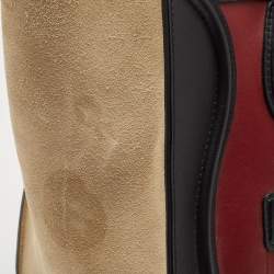Pre Owned Celine Tricolor Leather and Suede Mini Luggage Tote