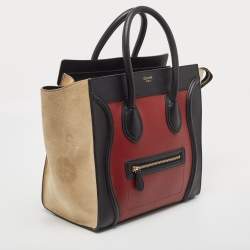 Pre Owned Celine Tricolor Leather and Suede Mini Luggage Tote