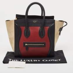Pre Owned Celine Tricolor Leather and Suede Mini Luggage Tote