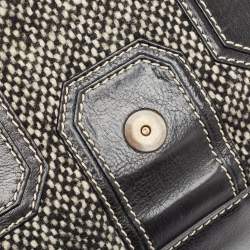 Pre Owned Celine Black/Grey Wool and Leather Ella Frame Bag