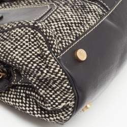 Pre Owned Celine Black/Grey Wool and Leather Ella Frame Bag