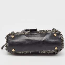 Pre Owned Celine Black/Grey Wool and Leather Ella Frame Bag