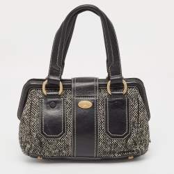 Pre Owned Celine Black/Grey Wool and Leather Ella Frame Bag