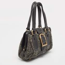 Pre Owned Celine Black/Grey Wool and Leather Ella Frame Bag
