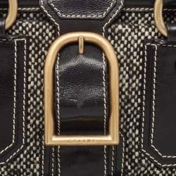 Pre Owned Celine Black/Grey Wool and Leather Ella Frame Bag