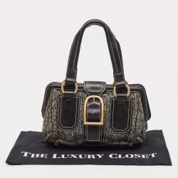 Pre Owned Celine Black/Grey Wool and Leather Ella Frame Bag