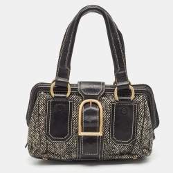 Pre Owned Celine Black/Grey Wool and Leather Ella Frame Bag