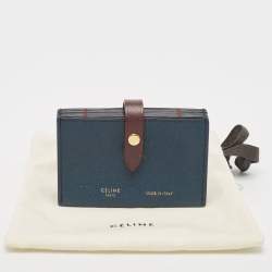 Celine Blue/Burgundy Leather Accordion Card Holder 