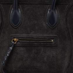 Celine Dark Grey/Dark Blue Suede and Leather Medium Phantom Luggage Tote