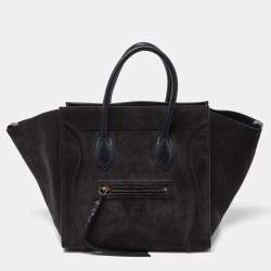 Celine Dark Grey/Dark Blue Suede and Leather Medium Phantom Luggage Tote