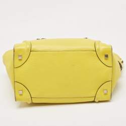 Pre Owned Celine Yellow Leather Mini Luggage Tote
