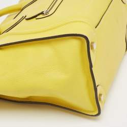 Pre Owned Celine Yellow Leather Mini Luggage Tote