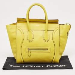 Pre Owned Celine Yellow Leather Mini Luggage Tote