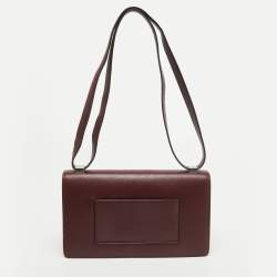 Celine Burgundy/Brown Leather and Python Classic Box Shoulder Bag