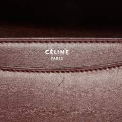 Celine Burgundy/Brown Leather and Python Classic Box Shoulder Bag