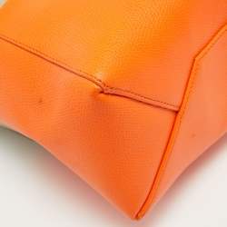 Pre Owned Celine Beige/Orange Leather Small Vertical Cabas Tote