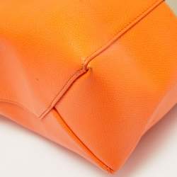 Pre Owned Celine Beige/Orange Leather Small Vertical Cabas Tote