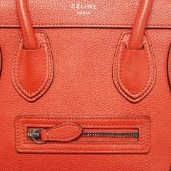 Pre Owned Céline Red Leather Nano Luggage Tote