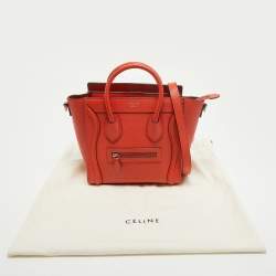 Pre Owned Céline Red Leather Nano Luggage Tote