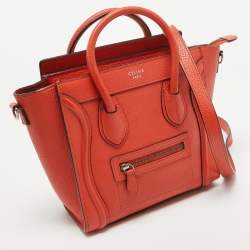 Pre Owned Céline Red Leather Nano Luggage Tote