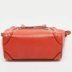 Pre Owned Céline Red Leather Nano Luggage Tote