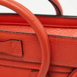 Pre Owned Céline Red Leather Nano Luggage Tote