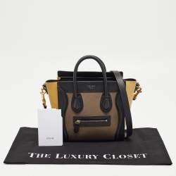 Pre Owned Céline Multicolor Nubuck and Leather Nano Luggage Tote
