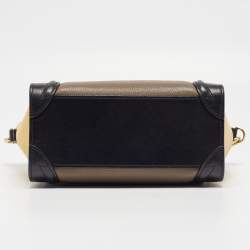 Pre Owned Céline Multicolor Nubuck and Leather Nano Luggage Tote