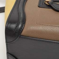 Pre Owned Céline Multicolor Nubuck and Leather Nano Luggage Tote