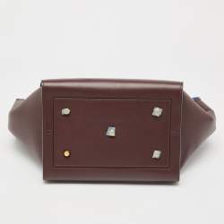 Pre Owned Celine Burgundy Leather Small Tie Tote