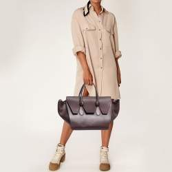 Pre Owned Celine Burgundy Leather Small Tie Tote