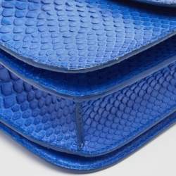 Pre Owned Celine Blue Python Medium Classic Box Bag
