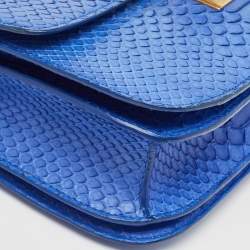 Pre Owned Celine Blue Python Medium Classic Box Bag