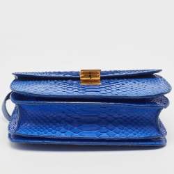 Pre Owned Celine Blue Python Medium Classic Box Bag