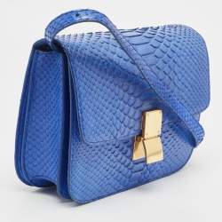 Pre Owned Celine Blue Python Medium Classic Box Bag