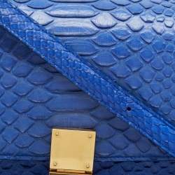 Pre Owned Celine Blue Python Medium Classic Box Bag