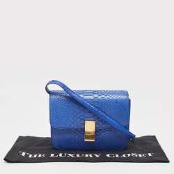 Pre Owned Celine Blue Python Medium Classic Box Bag