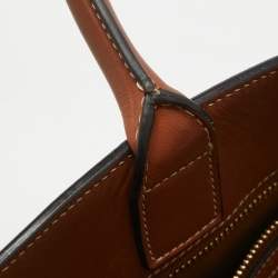 Pre Owned Celine Dark Brown Triomphe Coated Canvas and Leather Medium Vertical Cabas Tote