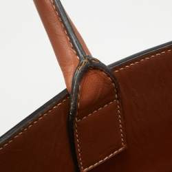 Pre Owned Celine Dark Brown Triomphe Coated Canvas and Leather Medium Vertical Cabas Tote