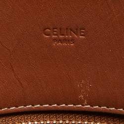Pre Owned Celine Dark Brown Triomphe Coated Canvas and Leather Medium Vertical Cabas Tote