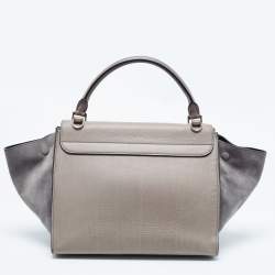 Pre Owned Celine Grey Leather and Suede Medium Trapeze Bag