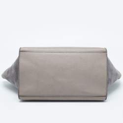 Pre Owned Celine Grey Leather and Suede Medium Trapeze Bag