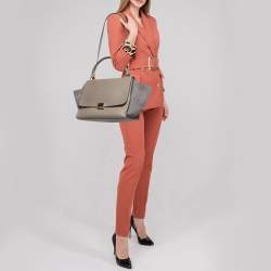 Pre Owned Celine Grey Leather and Suede Medium Trapeze Bag
