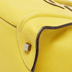 Pre Owned Celine Yellow Leather Mini Luggage Tote