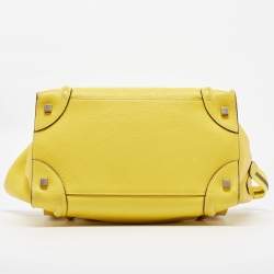 Pre Owned Celine Yellow Leather Mini Luggage Tote