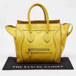 Pre Owned Celine Yellow Leather Mini Luggage Tote