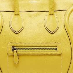 Pre Owned Celine Yellow Leather Mini Luggage Tote
