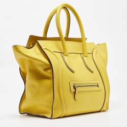 Pre Owned Celine Yellow Leather Mini Luggage Tote